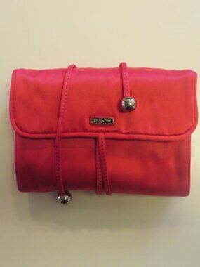 NWT Coach Hot Pink Satin Jewelry Travel Kit F66561